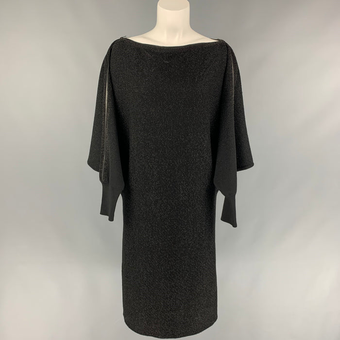 JEAN PAUL GAULTIER Size M Black Metallic Wool Blend Shift Dress