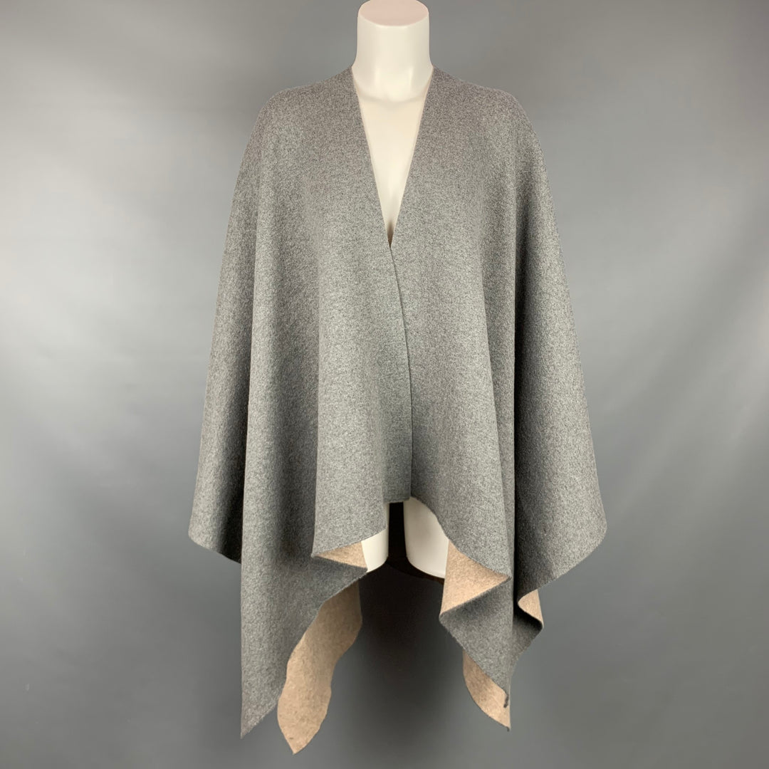 MAX MARA Grey & Beige Heather Reversible Cape Serra Shawl