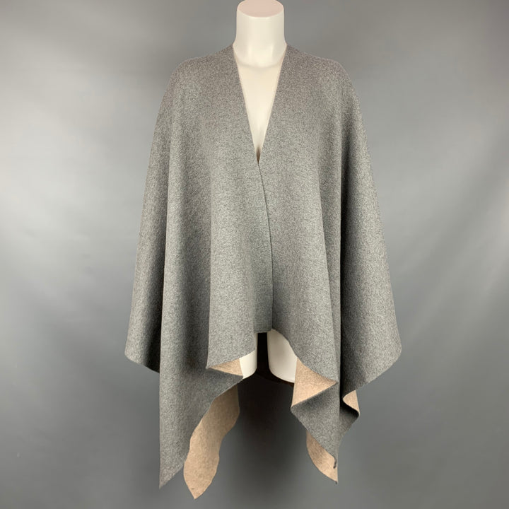 MAX MARA Grey & Beige Heather Reversible Cape Serra Shawl