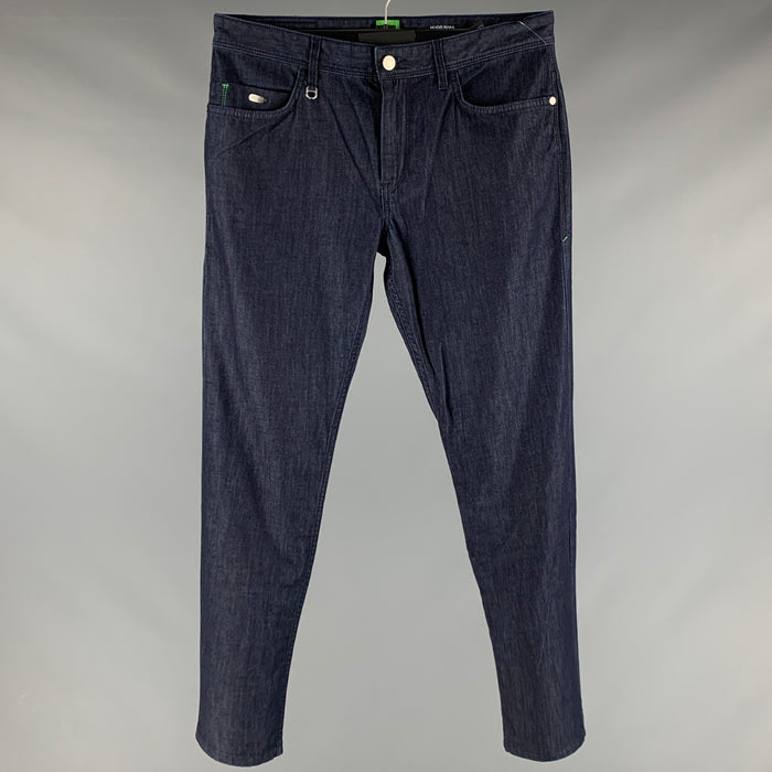 HUGO BOSS Size 33 Blue Cotton Blend Jeans