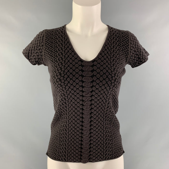 ARMANI COLLEZIONI Size 6 Brown & Black Nylon Blend Dots Pullover