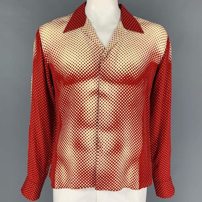JEAN PAUL GAULTIER Spring 1996 Size L Red Beige Trompe l’œil Torso Print Shirt