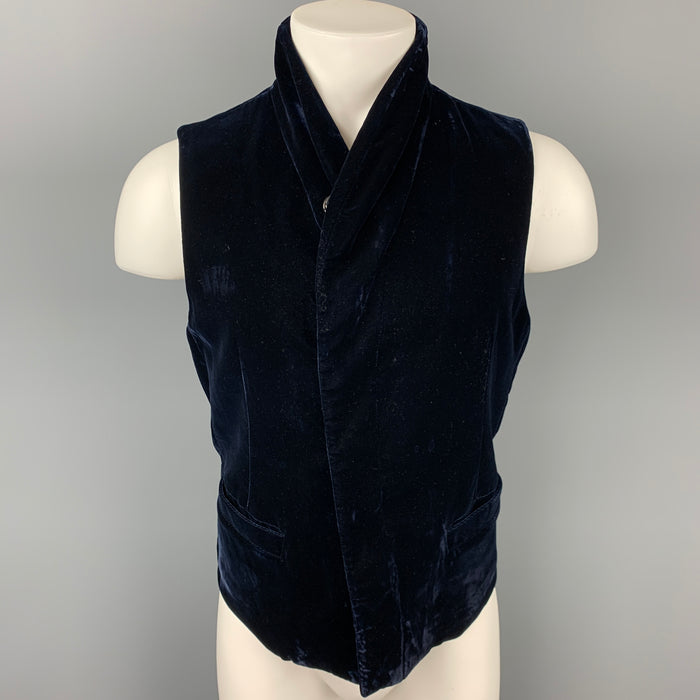 GIORGIO ARMANI Size 38 Dark Blue Velvet Viscose Blend Waistcoat Vest