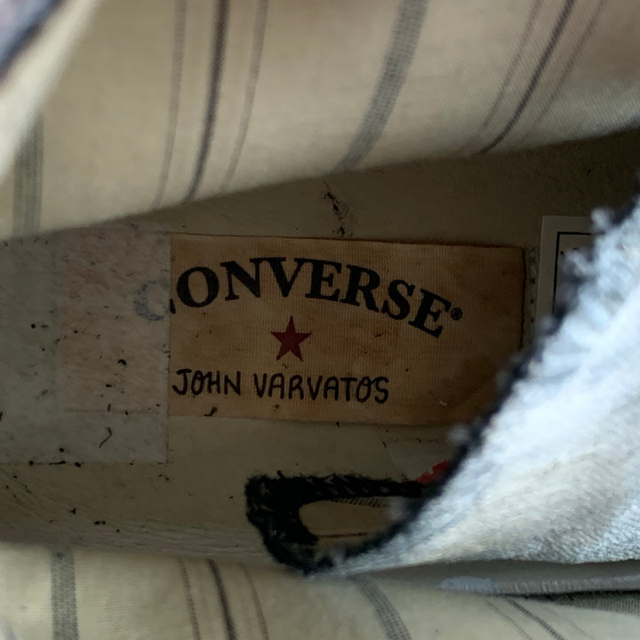 JOHN VARVATOS x CONVERSE Taille 10 Baskets montantes en toile peintes blanches