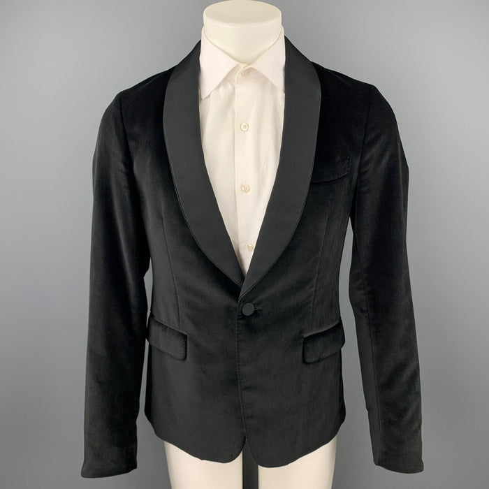 GUCCI Size 38 Regular Black Velvet Shawl Collar Sport Coat