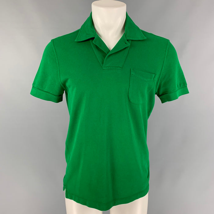 TOM FORD Size S Green Pique Buttoned Collar Polo