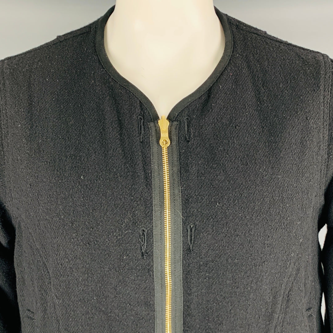 VISVIM -Wawona Down Jacket -Size L Black Beige Tweed Wool Linen Zip Up Coat