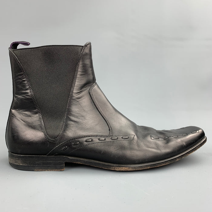 PAUL SMITH Talla 9 Botas Chelsea hechas a mano de cuero negro