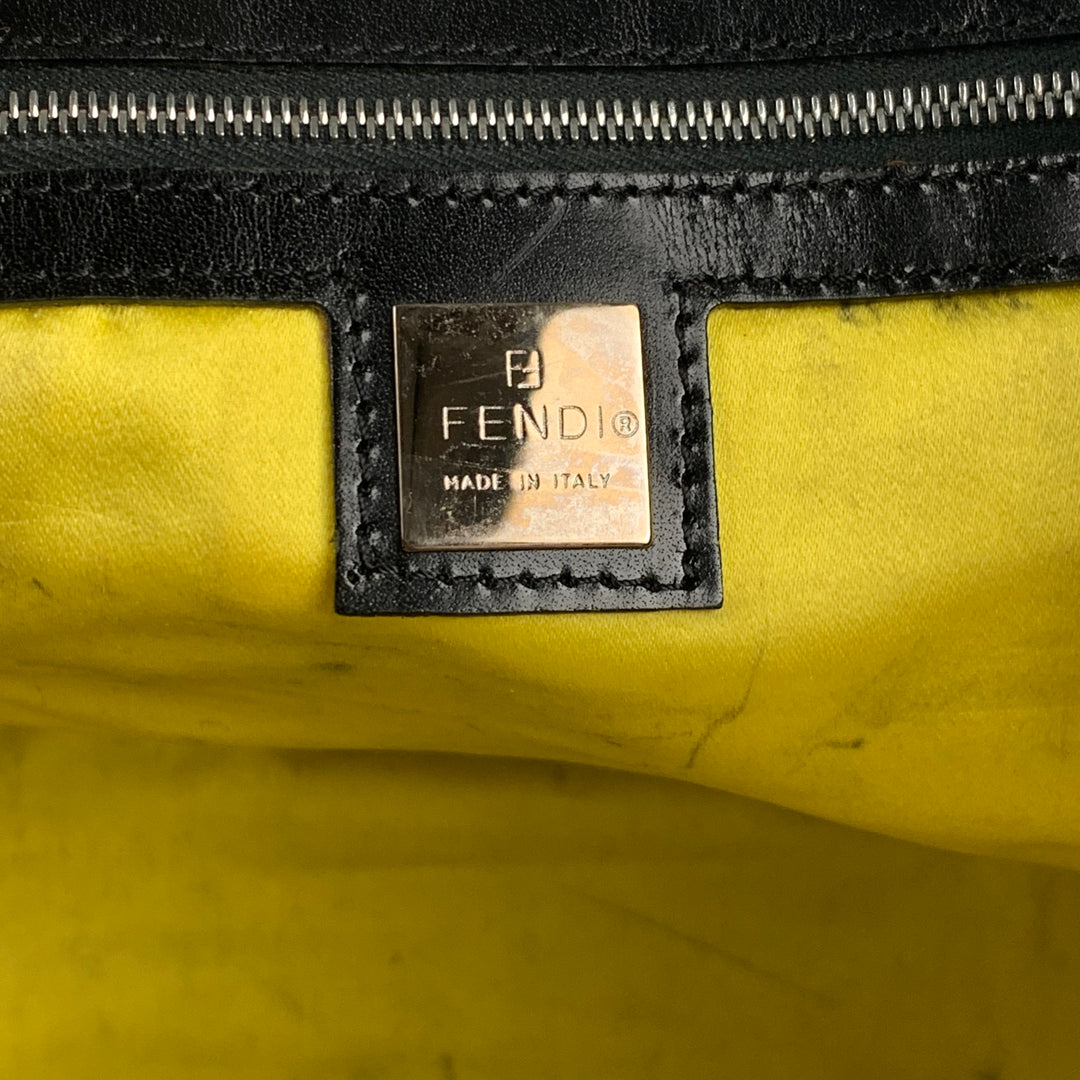 FENDI Brown Cream Zebra Leather Calf Hair Tote Bag