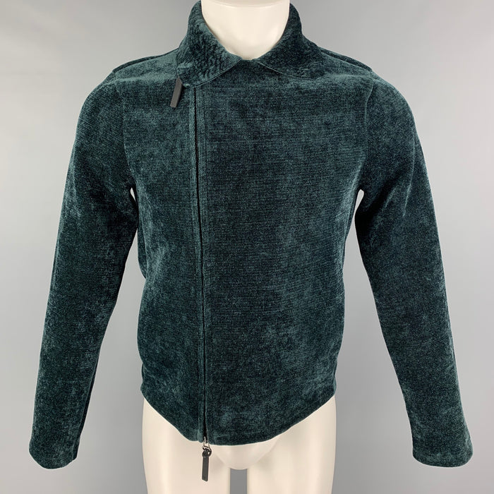 EMPORIO ARMANI Talla 34 Chaqueta motera de terciopelo verde bosque
