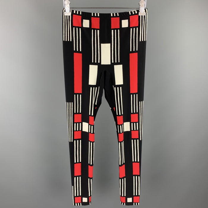 ALEXANDER MCQUEEN Size L Black & Red Polyamide / Eastane Leggings