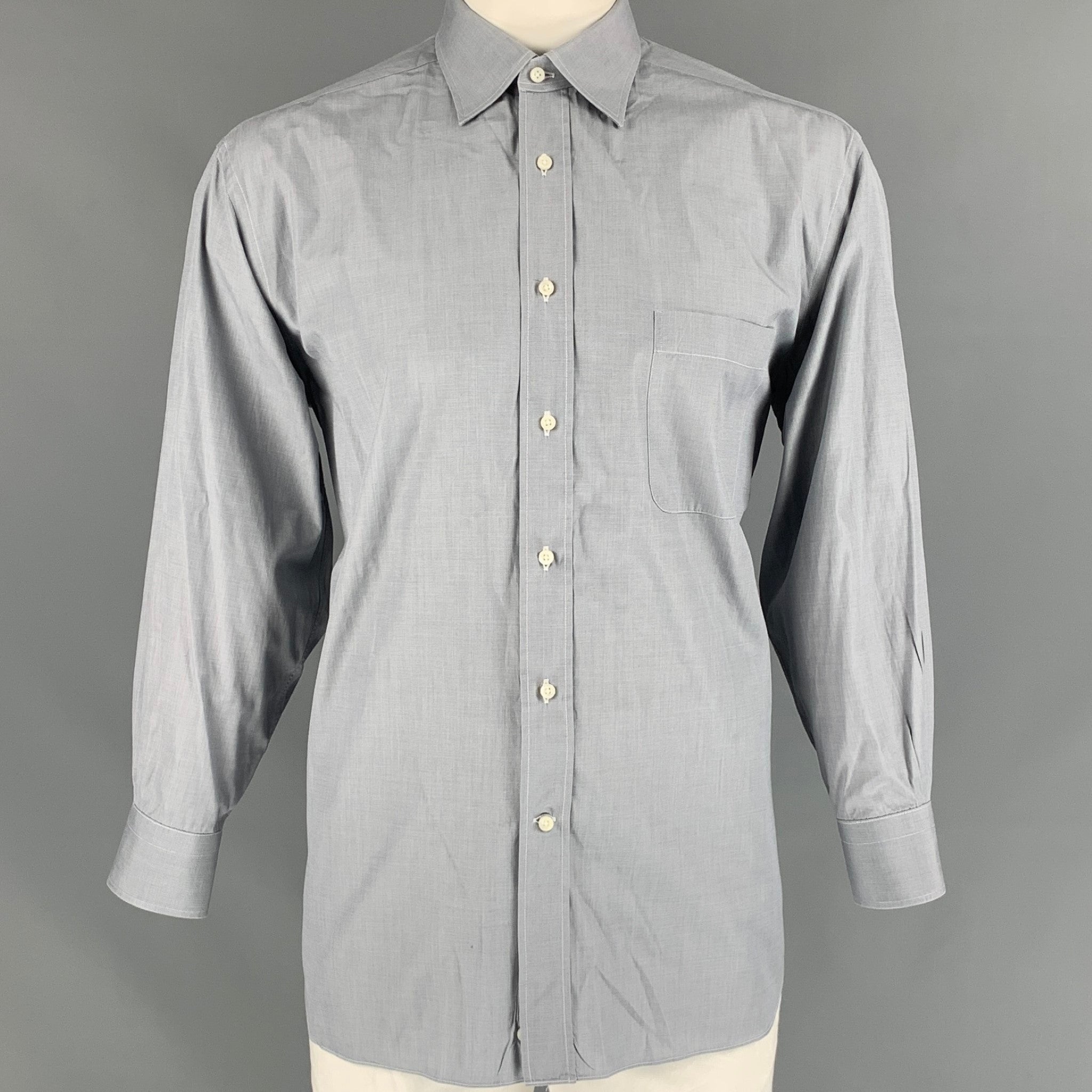 【Ermenegildo Zegna】長袖シャツ コットンカシミヤ混 グレー M ERMENEGILDO ZEGNA Size XL Grey Cotton Long Sleeve Shirt – Sui