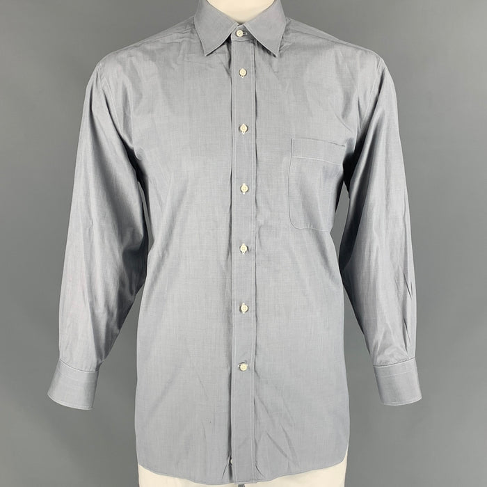 ERMENEGILDO ZEGNA Size XL Grey Cotton Long Sleeve Shirt