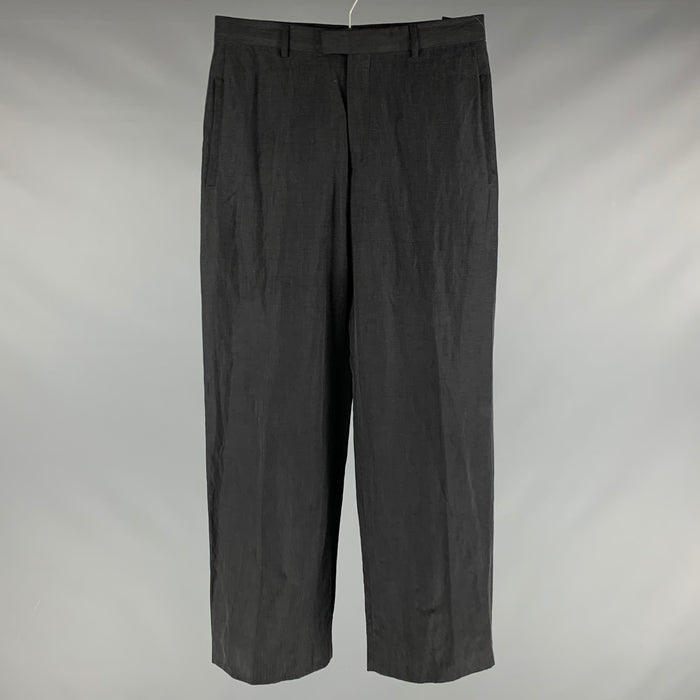 EMPORIO ARMANI Size 32 Black Linen Silk Zip Fly Dress Pants