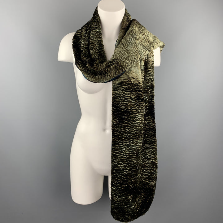 LIBERTY OF LONDON Mixed Fabrics Olive Acetate Blend Faux Fur Shawl