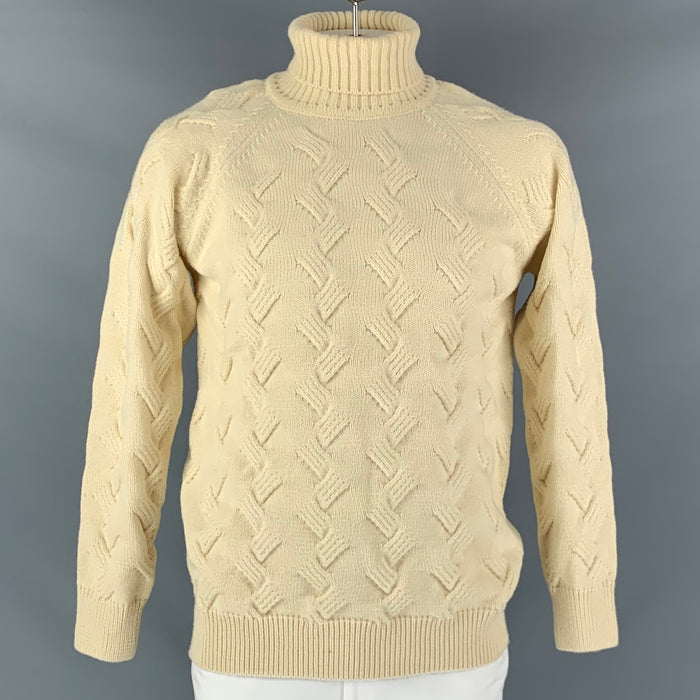 KITON Size L Beige Knit Cotton Turtleneck Sweater