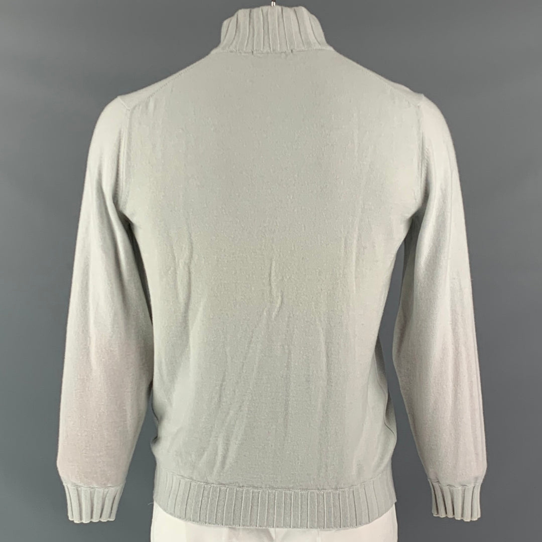 FIORONI Size XL Off White Cashmere Duvet Half Zip Pullover