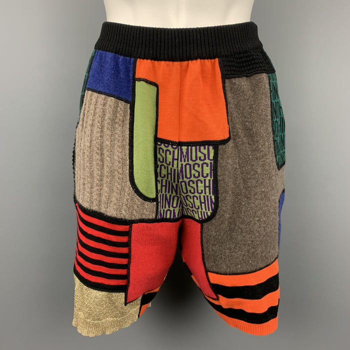 MOSCHINO COUTURE Size 6 Multi-Color Virgin Wool High Waisted Shorts