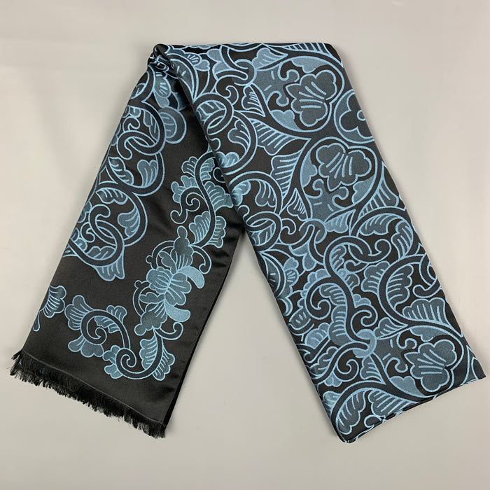 LOUIS VUITTON Blue Black Jacquard Silk Scarf