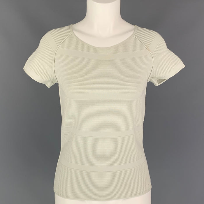 GIORGIO ARMANI Size 4 Sea Foam Viscose / Polyester Ribbed Casual Top