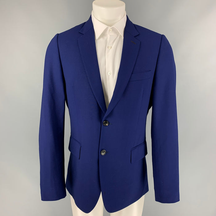 PAUL SMITH Soho Fit Talla 40 Abrigo deportivo regular con solapa de muesca de lana azul real