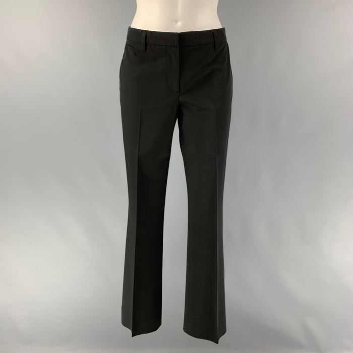 PRADA Size 4 Black Polyester & Elastane Solid Straight Dress Pants