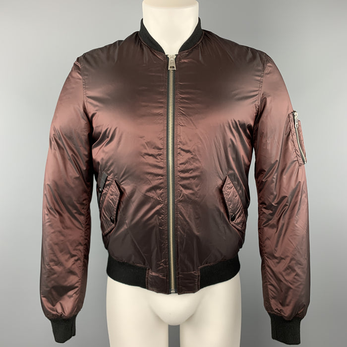 JUST CAVALLI Size 38 Burgundy Shiny Polyamide Zip Up Bomber Jacket