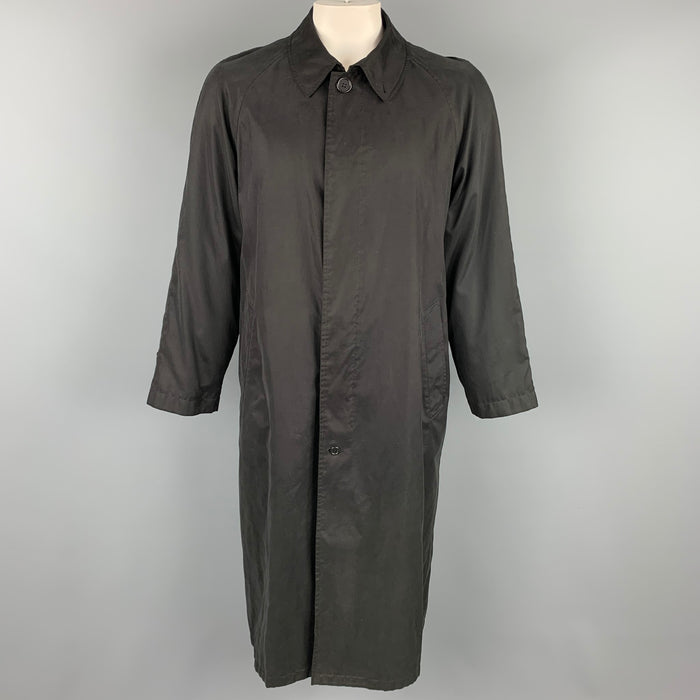 ERMENEGILDO ZEGNA Size 44 Black Cotton Blend Raglan Coat