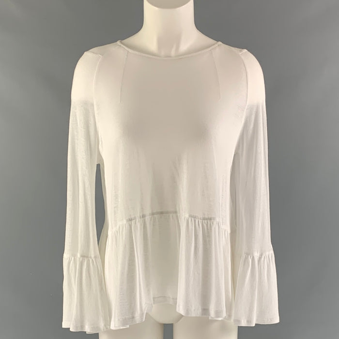 DRIES VAN NOTEN Size XS White Cotton Ruffled Oversized Casual Top