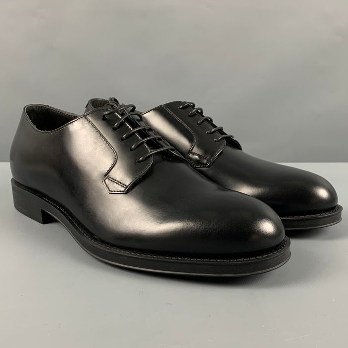 GIORGIO ARMANI Size 7 Black Leather Lace-Up Shoes