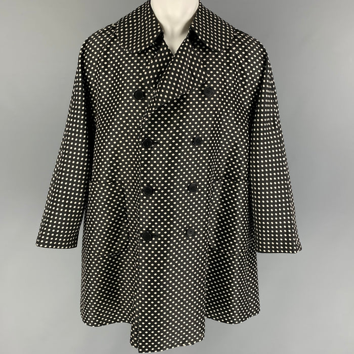 COMME des GARCONS HOMME PLUS Size XS Black White Polka Dot Polyester Coat