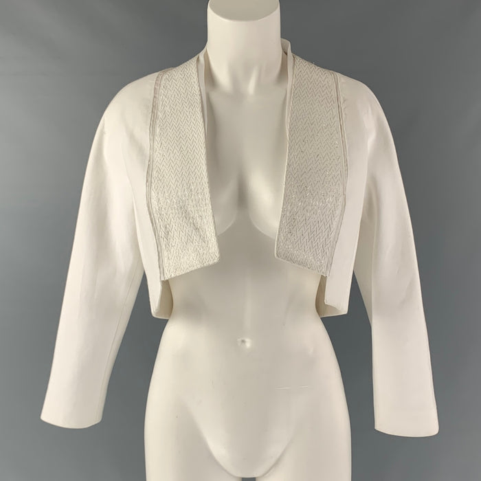 BRIONI Size 4 White Cotton Blazer