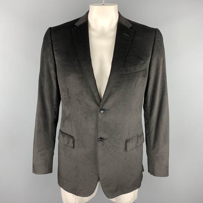 Z ZEGNA Size 40 Black Velvet Notch Lapel Sport Coat