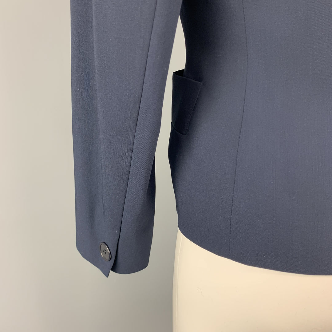 YVES SAINT LAURENT Size 6 Navy Virgin Wool Cropped Sport Jacket