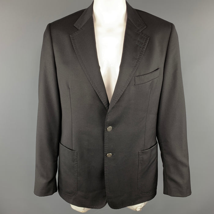 PAUL SMITH Size 44 Black Wool / Cashmere Notch Lapel Stitches Sport Coat
