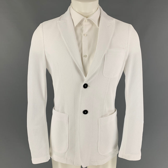 GIORGIO ARMANI Size 38 White Honeycomb Polyamide Sport Coat