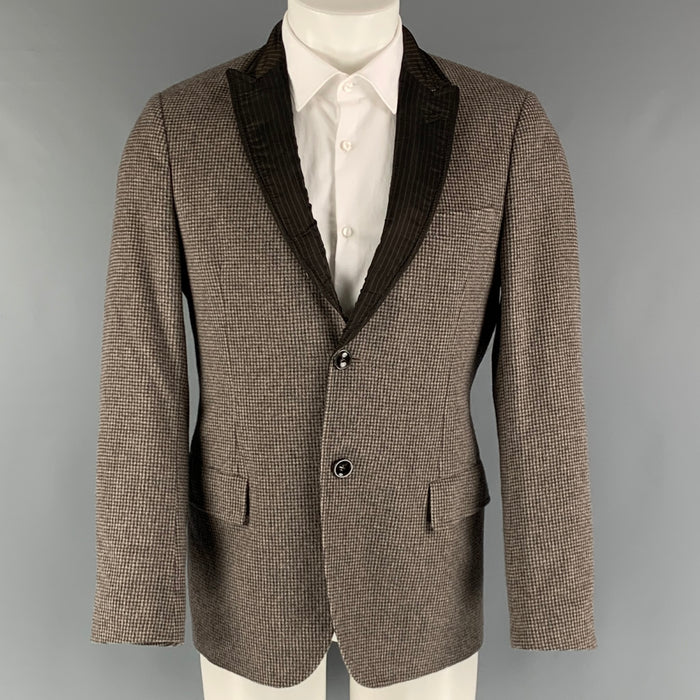 EMPORIO ARMANI Size 40 Grey Charcoal Checkered Angora Sport Coat