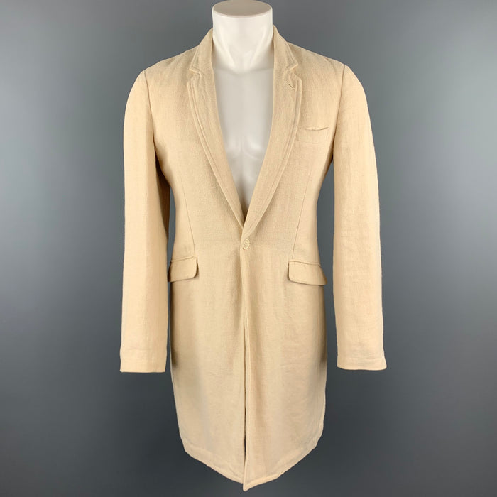 COMME des GARCONS HOMME PLUS Size S Beige Woven Hemp Notch Lapel Coat