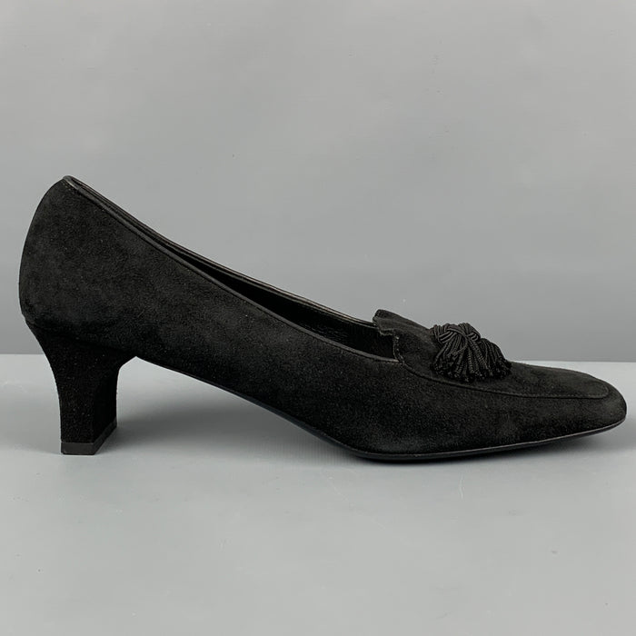 SALVATORE FERRAGAMO Size 9 Black Suede Tassels Pumps