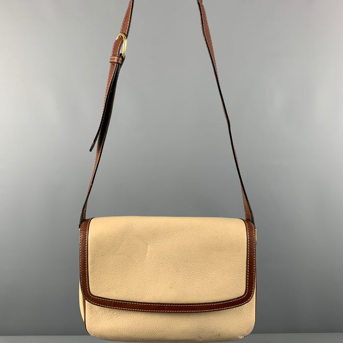BALLY Cream Brown Pebble Grain Leather Cross Body Handbag