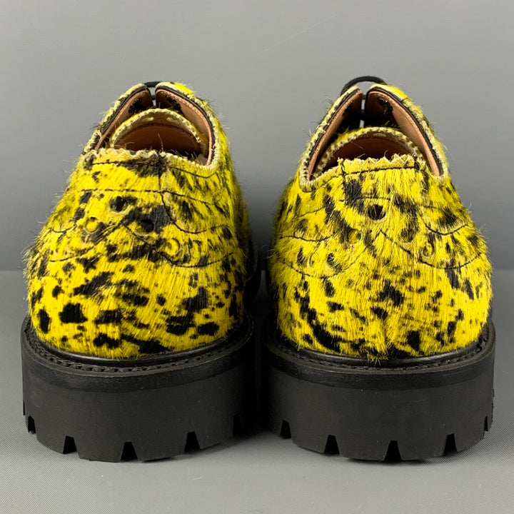 ECKHAUS LATTA x GRENSON Size 10 Yellow Black Animal Print Leather Wingtip Lace Up Shoes