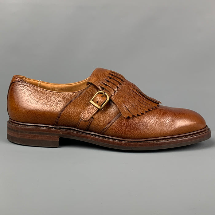RALPH LAUREN Size 11.5 Tan Fringe Leather Lace Up Shoes