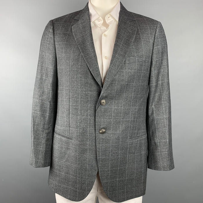GIORGIO ARMANI Size 44 George Grey Window Pane Virgin Wool Sport Coat