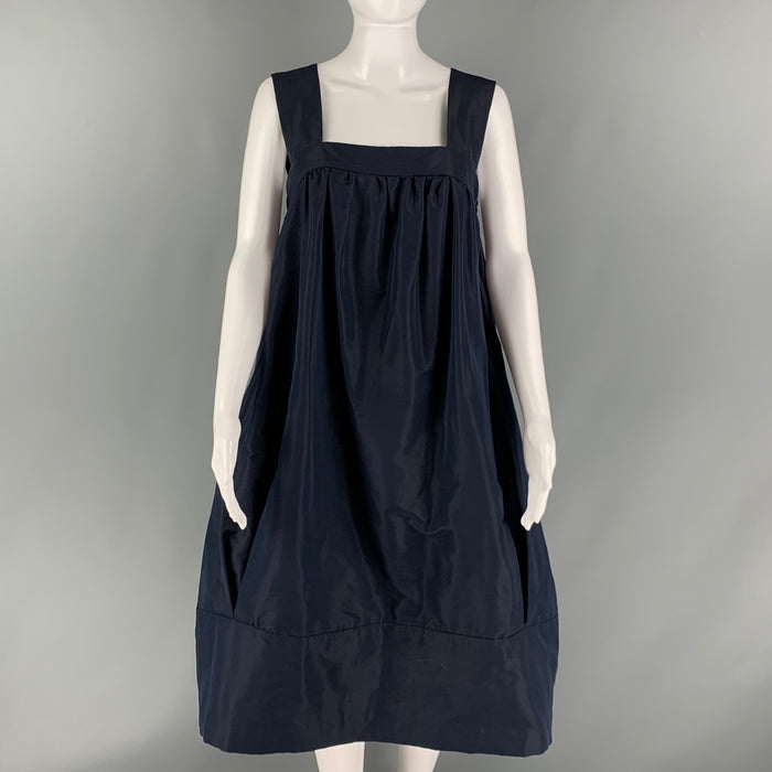 DRIES VAN NOTEN Size 12 Navy Silk Blend Bubble Hem Dress