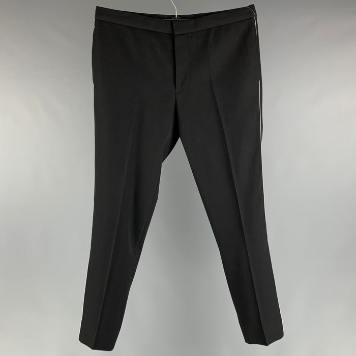 GIVENCHY Size 32 Black Solid Wool Mohair Tuxedo Dress Pants