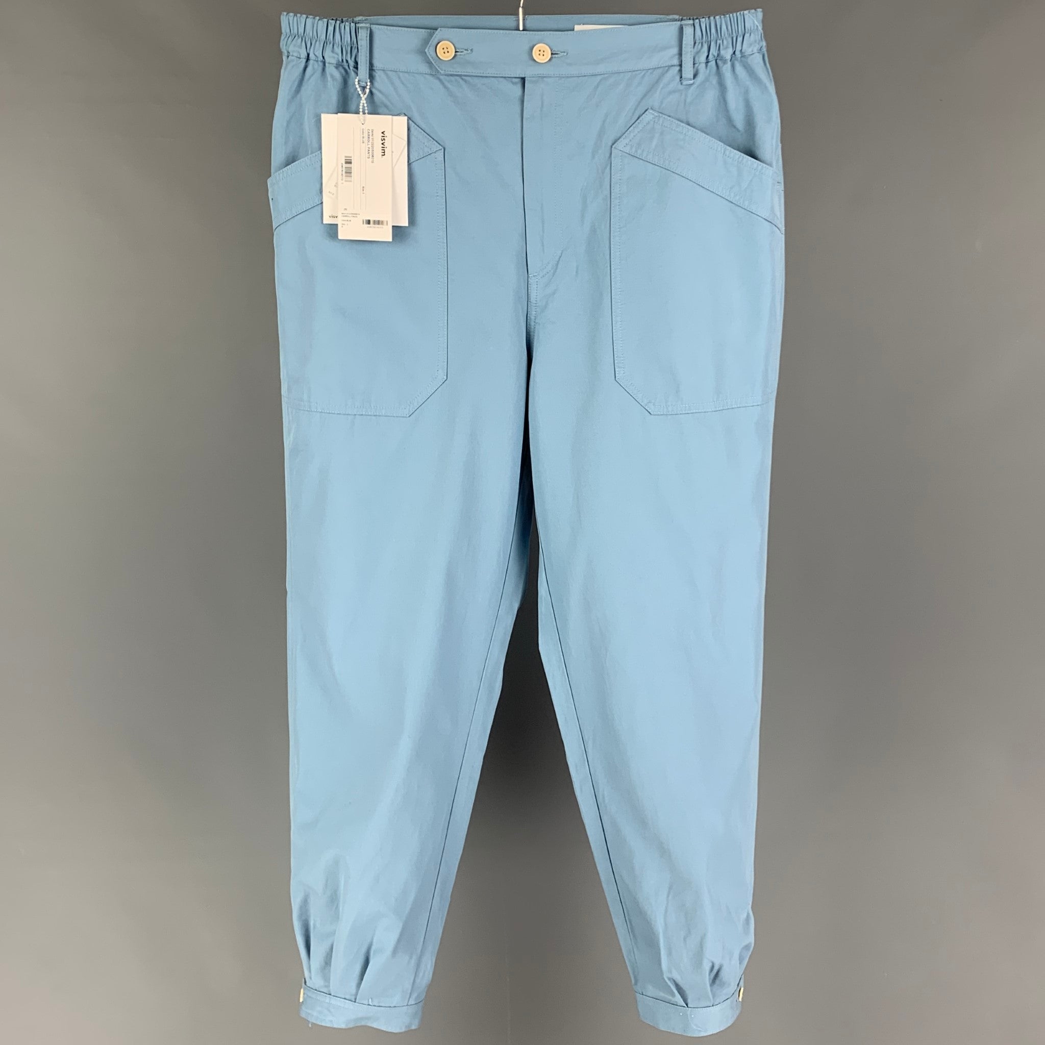 VISVIM Size L Light Blue Cotton Zip Fly Carroll Trouser Pants