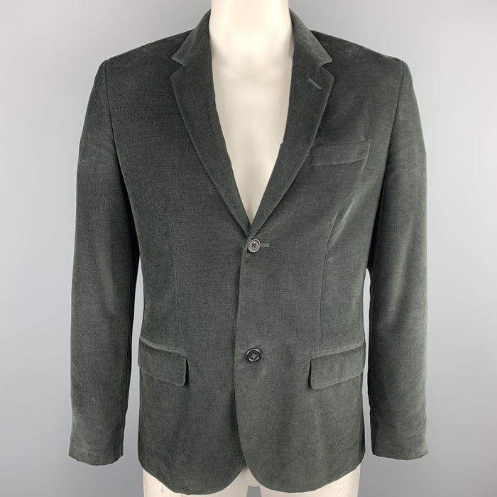 MARC JACOBS Talla 40 Abrigo deportivo con solapa de muesca de pana texturizada verde bosque