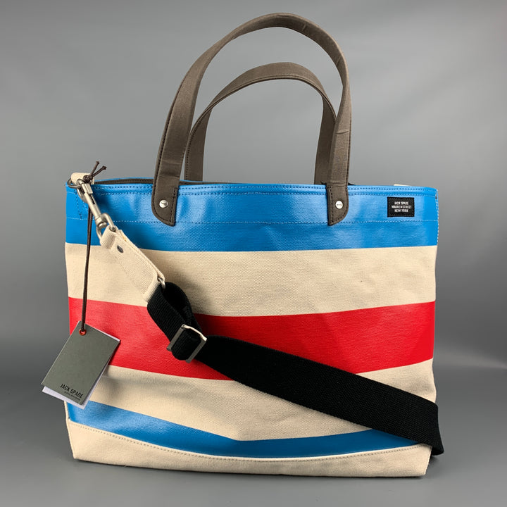 JACK SPADE Bolso tote de lona de algodón con rayas multicolores