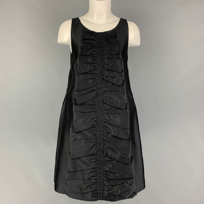 CHEAP and CHIC by MOSCHINO Size 8 Black Silk Polyester Ruffled Sleeveless Dress