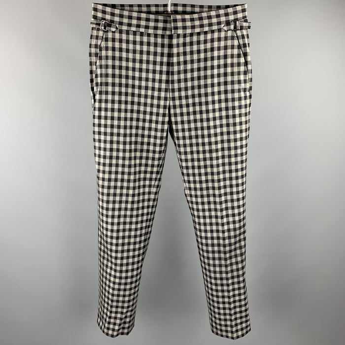 TOM FORD Size 30 Black & Grey Checkered Wool Zip Fly Dress Pants